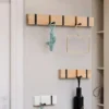 3 & 5 Haken Flur Kleiderbügel Luxus Kreative Holz Unsichtbare Tür Reihe Haken Faltbare Kleidung Tasche Schlüssel Hängen Haken Weiße Farbe 6