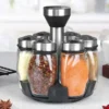 NEUE Einzelflasche Glasgefäß und Gewürzglas Set Rack Glas Gewürz Zucker Pfeffer Flaschen Salzstreuer Halter Küche Lagerregal 1