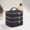 3-lagiger gesteppter Make-up-Taschen-Organizer mit großem Fassungsvermögen und Griffen – geeignet für Reisen und Zuhause 5