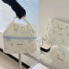 Niedliche Schleife-Kulturtasche mit Reißverschluss, Make-up-Organizer, Aufbewahrungstasche, gesteppt, Kosmetik-Organizer aus Baumwolle für Frauen und Mädchen 3
