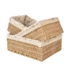 3-teiliges Aufbewahrungskorb-Set aus Rattan im Retro-Landhausstil – Stofffutter – stapelbarer Aufbewahrungskorb