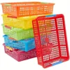 6er-Pack mehrfarbige Kunststoffkörbe-Sets, vielseitig einsetzbar, tragbar, für Büro, A4, Dokument und Küche, Abtropfkorb, Spielzeug-Aufbewahrungsorganisator 3