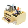 Multifunktionale Aufbewahrungsbox aus Holz, Schraubendreher, Pinzette, mehrere Fächer, Schreibtisch, stationär, kleine Stifte, Marker, Bürsten, Werkzeuge 6