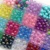 50 Stück 8 mm gemischte Farben AB runde lose Acryl-Abstandsperlen für Schmuckherstellung, handgefertigte Armbänder, Zubehör