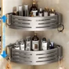 1-2PCS Badezimmer Eckregal mit Kunststoff Haken Handtuchhalter Kein Bohrenraum Aluminium Dusche Lagerregal Badezimmer Organizer 3