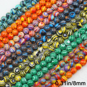 8MM Malachit Synthetische Stein Mischfarben Runde Spacer Lose Perlen Für Schmuck Machen DIY Charms Armband Zubehör 45-225 stücke