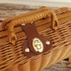 Vintage-Aufbewahrungskorb aus Rattan, gewebt, mit Griff, rechteckiger, stapelbarer Organizer für Picknicks, Heimdekoration, Wohnzimmer, Regalkörbe 6