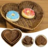 Herzförmiger gewebter Aufbewahrungskorb, vielseitig einsetzbar, Simulations-Rattan-Desktop-Körbe für Brot, Obst, Restaurant, Servierkorb 2