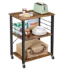 VASAGLE Küchenregal auf Rollen, Servierwagen mit 3 Ebenen, Küchenwagen, Mikrowellen-Regal, für Mini-Backofen 2