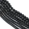 Glatte schwarze Achat-Naturstein-Tigerauge-Perlen für Schmuckherstellung, DIY-Armband, Halskette, lose Abstandshalter, runde Kristallperle, 4–10 mm 2