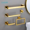 Spiegel Gold Badezimmer Zubehör Sets Wand Halterung Edelstahl Handtuch Bar Quadratischen Handtuch Ring Papier Halter Rose Gold Robe Haken