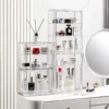 Durchsichtiger Make-up-Aufbewahrungskoffer, staubdichte Kosmetik-Organizer-Box, Hautpflegebehälter, mehrlagige Kosmetikvitrinen mit großem Fassungsvermögen 2