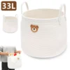 33L Kindergarten Wäschekorb Baumwolle Seil Baby Kleidung Spielzeug Aufbewahrungskorb Desktop Kleinigkeiten Organizer Badezimmer Aufbewahrungsbox für Zuhause