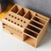 Multifunktionale Aufbewahrungsbox aus Holz, Schraubendreher, Pinzette, mehrere Fächer, Schreibtisch, stationär, kleine Stifte, Marker, Bürsten, Werkzeuge 5