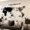 Nordic Stil 3D Weltkarte Wand Aufkleber Acryl Einfarbig Schlafzimmer Wand Mit Wohnzimmer Klassenzimmer Aufkleber Büro Dekoration