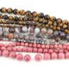 Glatte schwarze Achat-Naturstein-Tigerauge-Perlen für Schmuckherstellung, DIY-Armband, Halskette, lose Abstandshalter, runde Kristallperle, 4–10 mm 4