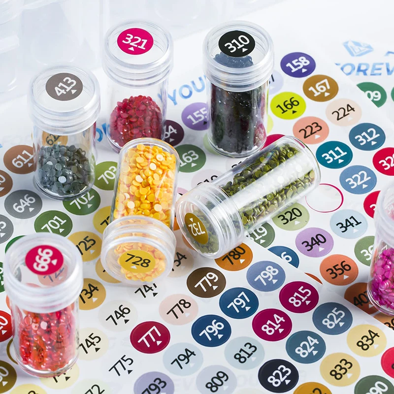 HOMFUN Kunststoff Klare Runde Lagerung Flaschen Mini Transparente Gläser 5D Diamant Malerei Zubehör Container Perlen Organizer Werkzeuge 2