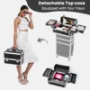 4-in-1 hoher Kosmetikkoffer, Make-up-Box, Make-up-Schönheitswagen auf Rädern, Make-up-Koffer, Organizer, Rollbox, Nageltechniker-Koffer 4