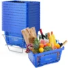 SucceBuy 12-teiliger Einkaufskorb, 24 l, Kunststoff-Einkaufskorb mit Griff, Ständer, tragbarer Ladenkorb, Großpackung, verwendet für Laden, Supermarkt