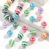 10 Teile/los AB Bunte Acryl 15mm Streifen Runde Lose Spacer Perlen für DIY Weihnachten Schmuck Armband Halskette Handwerk Zubehör 3