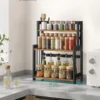 SONGMICS Gewürzregal mit 3 Ebenen, Küchenregal, Aufbewahrungsregal, für Arbeitsplatte, Bambusgestell, für Küche, Esszimmer, Büro