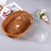 Gewebter Rattan-Korb, Brotkorb mit Acryl-Deckel, Tischplatte, gewebter Obstkorb mit Deckel, Nachahmung von Rattan-Brotkorb-Dekor 5
