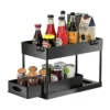 2-stufiger Organizer unter der Spüle, Schiebeschrank, Korb, Organizer, Aufbewahrungsregal mit Haken, hängende Tasse, Badezimmer, Küche, Organizer