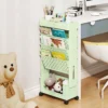 1 Stück 5-stufiges Bücherregal zur Aufbewahrung von Büchern, mehrschichtige Kapazität, drehbar, abnehmbarer Kunststoff, praktische Rollorganisation 3