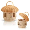 Handgemachter Pilz-Aufbewahrungskorb, ästhetisches Rattan, geflochtener Picknickkorb, niedliche Kinder-Geldbörse aus Korbgeflecht, Heimdekoration, Fotografie-Requisiten
