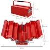 Tragbarer, zusammenklappbarer Werkzeugkasten aus Stahl mit Griff für Werkstatt-DIY-Haus, 56 x 20 x 41 cm, Rot 3