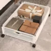 2 Stück großer Aufbewahrungskorb unter dem Bett, faltbar mit Rollen, geeignet für Spielzeug, Kleidung, Bücher, Kleinigkeiten, Aufbewahrung, Schwarz, Weiß 2