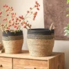 Hochwertiger Weidenkorb für Pflanzgefäß, natürlicher Blumentopf, Bambus, Seegras, gewebte Aufbewahrungskörbe, Spielzeughalter, Hausgarten, Deko 6