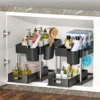 2-stufiger Organizer unter der Spüle, Schiebeschrank, Korb, Organizer, Aufbewahrungsregal mit Haken, hängende Tasse, Badezimmer, Küche, Organizer 3