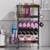 4-stufiges Lagerregal aus Kohlenstoffstahl, schwarz, rostfrei, mehrlagige Beschichtung, rollende Regale, bewegliche Schieberäder, platzsparend 4