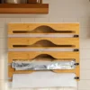 1 Stück Küchenwickelspender mit Folie und Frischhaltefolien-Schneidebox, Bambus-Frischbeutel-Schneidhalter, Müllbeutel und Plastiktüte aus Holz St 6