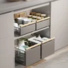Ausziehbarer Schrank-Organizer, faltbar, ausziehbar, Speisekammer-Regale, Schubladen-Aufbewahrung, verschiebbarer Netz-Schrankkorb für Küche und Badezimmer 2