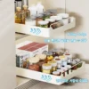 Neue Küche Lagerung Rack mit Rutsche Schienen Ausziehbare Küche Schublade Typ Ablage Gewürz Box Lagerung Regal Schränke Organizer 3