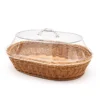 Gewebter Rattan-Korb, Brotkorb mit Acryl-Deckel, Tischplatte, gewebter Obstkorb mit Deckel, Nachahmung von Rattan-Brotkorb-Dekor