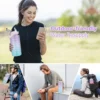 2L Wasserflasche mit Strohhalm, große Kapazität, Sportwasserflasche, Reise, Fitness, Sport, tragbare Trinkflaschen mit Zeitmarkierung 6