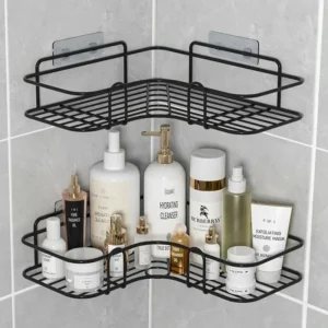 Wandmontiertes Badezimmerregal, Eckaufbewahrung, Eisen, Duschablaufkorb, Kosmetikregal, Shampoo-Halter, Badezimmer-Organizer, Wandregale