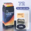 12/24/48/72 Farben Farbstift DIY-Set inklusive: Holzfarbener Bleistiftspitzer Radiergummi Schulbürobedarf Kunstbriefpapier
