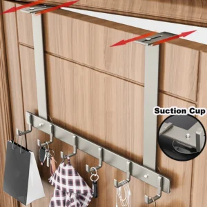 5/7 Haken Tür-Rückhaken, Metallmantel, Hut, Handtuchhalter, verstellbar, hinter der Tür, Kleiderbügel mit Saugnapf, beweglicher Halter, Tür hängen
