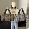 Modische Damen-Einkaufstasche mit Leopardenmuster, Reisetasche mit großem Fassungsvermögen, Weekender-Übernachtungstasche mit Schuhfach 2