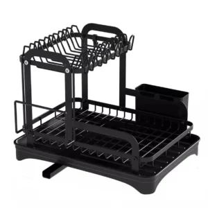 2 Etagen 360 °   Rotierendes Lagerregal, Geschirrtrockengestell mit Abtropfbrett, 30 kg Tragkraft für die Organisation der Küchenspüle