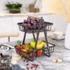 Doppelschichtiger multifunktionaler Aufbewahrungskorb, Schreibtischregal, Snack- und Obst-Aufbewahrungstisch, mit zwei Schichten auf der Oberseite 2