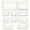 10-teiliges, vielseitiges Schubladen-Organizer-Set – transparente Kunststofftabletts und Trennwände in 4 Größen für perfekte Make-up- und Küchenaufbewahrung