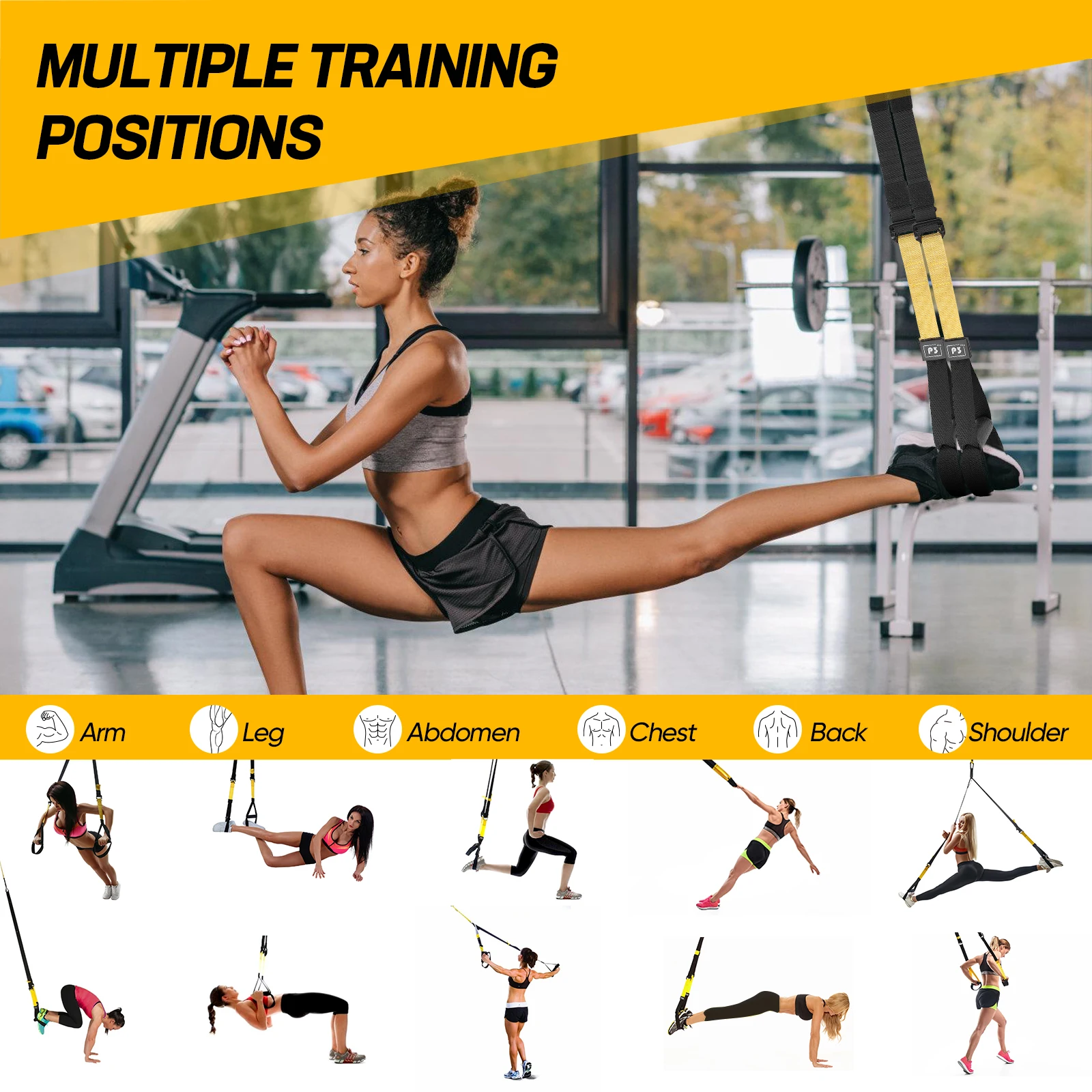 320 kg Suspension Training Gürtel Hause Fitness Spannung Band Spannung Seil Widerstand Band Suspension Training System Gym Ausrüstung 6