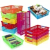 6er-Pack mehrfarbige Kunststoffkörbe-Sets, vielseitig einsetzbar, tragbar, für Büro, A4, Dokument und Küche, Abtropfkorb, Spielzeug-Aufbewahrungsorganisator