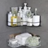 Wandmontiertes Badezimmerregal, Eckaufbewahrung, Eisen, Duschablaufkorb, Kosmetikregal, Shampoo-Halter, Badezimmer-Organizer, Wandregale 2