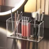 3-Loch transparente Kosmetik Make-up Acryl Make-up Pinsel Werkzeug Aufbewahrungsbox Fall Make-up Pinsel Halter Tisch Organizer Make-up-Tool 1
